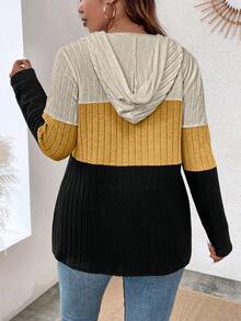 SHEIN LUNE 大码女式撞色抽绳卫衣 - 彩色 - 查看 2