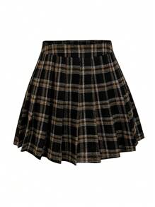 SHEIN Unity 加大碼格子印花百褶裙