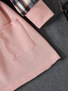 SHEIN 少女格子印花拼接領子裙,不帶腰帶 - 粉色 - 查看 5