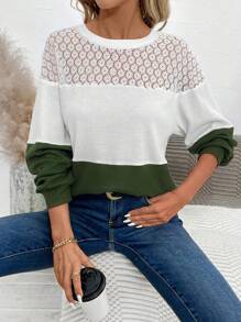 SHEIN LUNE 花型拼接加厚連帽衛衣 - 彩色 - 查看 3