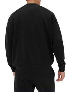 Men's Cartoon Character And Slogan Printed Sweatshirt - Black - View 2