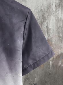 Manfinity LEGND 男裝紐扣前動物印花短袖襯衫 - 黑色 - 查看 4