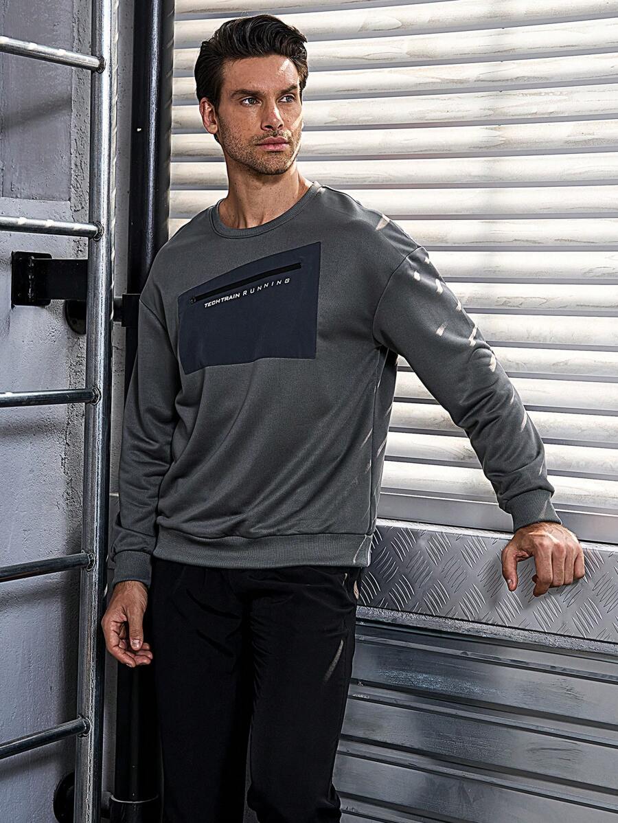 Manfinity Sport Corelite 男友风男士字母印花运动卫衣 男友风男士卫衣