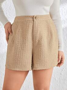 SHEIN Essnce Plus Size Textured Fabric Shorts