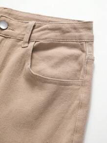 Manfinity Roughcore Men's Flip Pocket Denim Jeans Plain Slim Fit Khaki Cargo Jeans, For Husband, Boyfriend Gifts, Men Cargo Pants, Khaki Cargo Pants, Men Khaki Pants