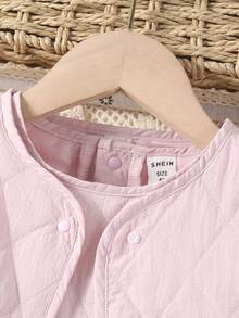 SHEIN Bé gái 2 Miếng Dễ thương Hàn Quốc Phong cách Đối với Mùa thu Và Mùa Đông - Hồng - Xem 6