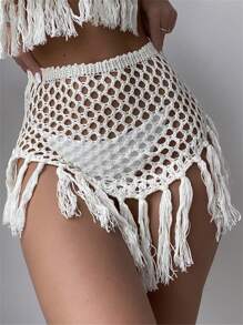 SHEIN Swim Đồ trang trí Xu hướng: Cắt giảm Cover Ups & Áo đầm - trắng - Xem 3