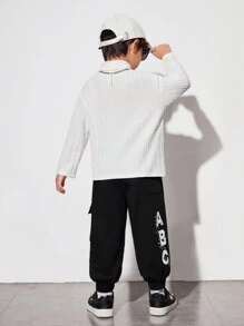 SHEIN Boys' Casual Comfortable Printed Jogger Pants With Side Pockets