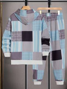 Manfinity LEGND Nam In kẻ sọc Dây rút Áo Hoodie & Quần thể thao - Nhiều màu - Xem 2