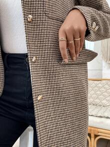 SHEIN LUNE Của phụ nữ Tay áo dài Họa tiết Nanh sói Checkered Áo khoác - Nhiều màu - Xem 2