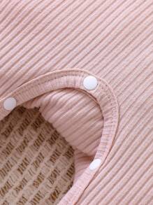 Baby Girl Butterfly Embroidery Ruffle Edge Footed Jumpsuit Pajamas Holiday Travel Releax Summer Clothes Cotton - Dusty Pink - View 3