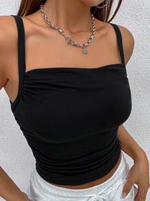 SHEIN Unity 夏季疊積極簡背心 - 黑色 - 查看 4