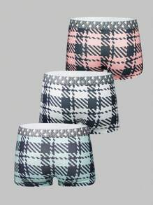 Men's Checkered Print Boxer Briefs (3-piece Set) - Multicolor - View 2