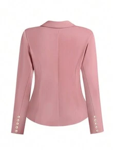 SHEIN Privé Plus Lapel Neck Double Breasted Blazer - Pink - View 2