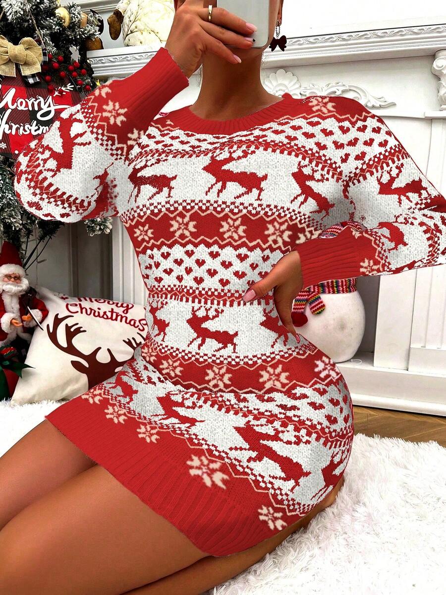 Zolique Robe Pull De Noël Avec Petit Cerf - Multicolore - Visualizzare 1