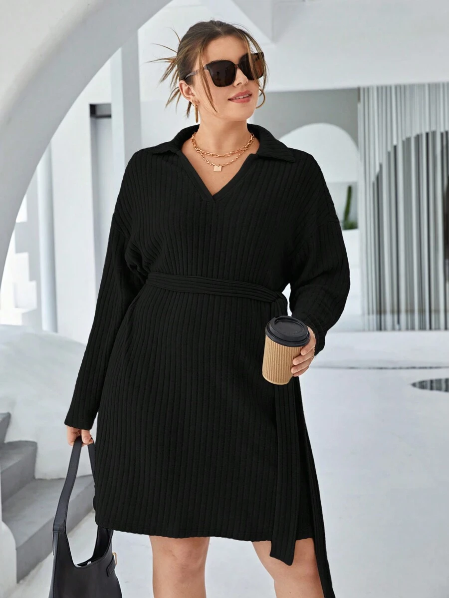 SHEIN Essnce 大碼連身裙 - 黑色 - 查看 1