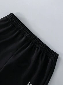 SHEIN Cậu bé Tween Đồ họa Khẩu hiệu Túi kangaroo Áo Hoodie & Quần thể thao - Nhiều màu - Xem 8