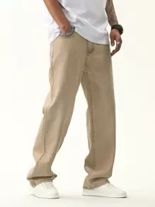 Manfinity Hypemode Men's Khaki Straight Leg Jeans - Apricot - View 5