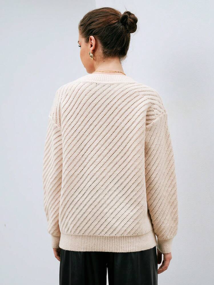 Solid Drop Shoulder Knit Pullover Fall Winter Sweater
