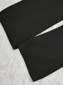 SHEIN Tween女孩高領字母提花毛衣套裝,包含毛衣外套和長褲,2件裝 - 黑色 - 查看 4