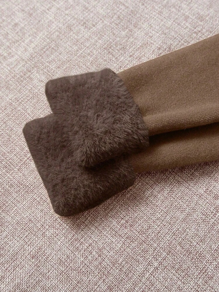 Franclia Camisola de gola alta com forro térmico e camada de base ajustada, manga comprida, quente para outono/inverno - Castanho - Ver 3