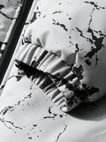 Manfinity Campus Court Men's Outdoor Windbreaker Padded Coat With Letter Print And Patchwork Design - Light Grey - View 7