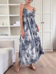 DAZY 女裝水染滑軌連衣裙配褶邊領口 - 霧霾藍 - 查看 4