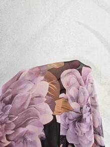 Slumberist Vestido largo de pijama con estampado floral, volantes y malla, perfecto para el verano - Negro - Ver 7