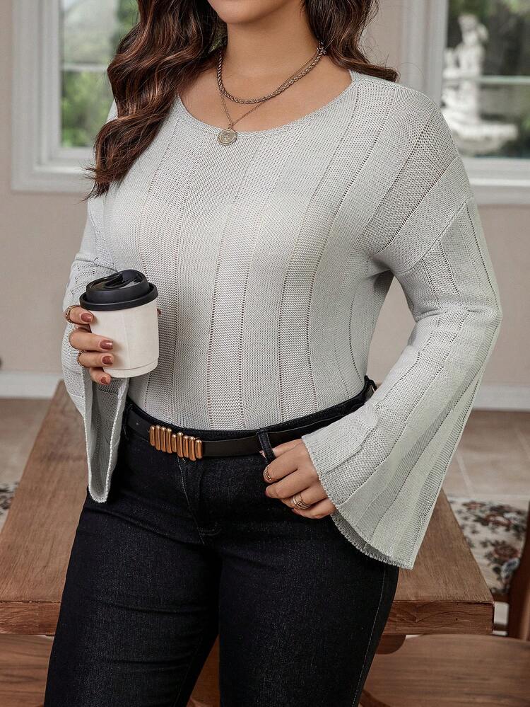 Plus Drop Shoulder Sweater Knit Pullover Fall Winter Sweater