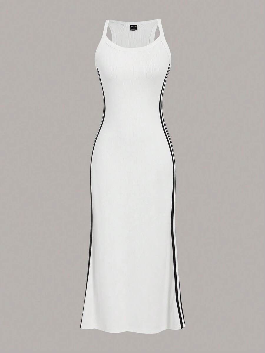 SHEIN EZwear 針織緊身連衣裙 - 白色 - 查看 1