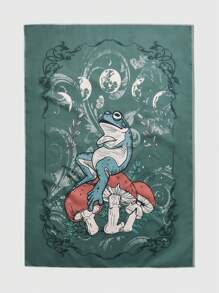 ROMWE Fairycore 1pc Frog & Mushroom Pattern Wall Tapestry (pattern No. 527478) - Multicolor - View 4
