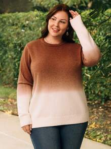EMERY ROSE Plus Size Ombre Pullover Sweater