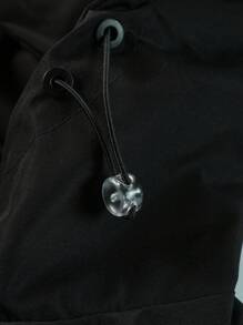 Manfinity Homme 男裝拉鍊前扣綁帶帽夾克 - 黑色 - 查看 4