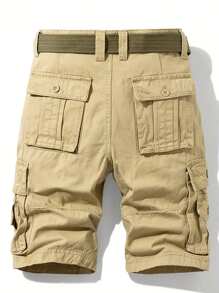 Manfinity Homme Men's Cargo Shorts With Belt - Khaki - View 2