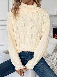 SHEIN LUNE 毛衣套頭 - 杏色 - 查看 1