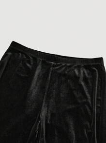 SHEIN MOD Plus Lace Panel Ruffle Trim Flare Leg Pants