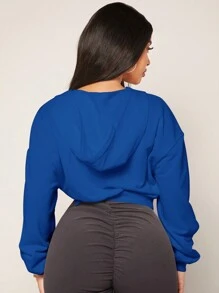 SHEIN SXY 女士束口短版運動衫 - 寶藍色 - 查看 2