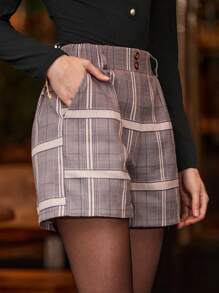 SHEIN Frenchy 女性格紋短褲 - 彩色 - 查看 5
