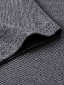 Men's Slogan Printed Round Neck T-shirt - Dark Grey - View 3