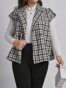 SHEIN Essnce Tamaño Grande De Paño Grueso Y Suave - Blanco y Negro - Ver 4