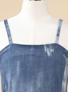 SHEIN Tween Girl Denim Effect Strap Dress - Blue - View 5
