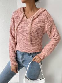 SHEIN Essnce 女性抽繩連帽套頭毛衣 - 粉色 - 查看 5