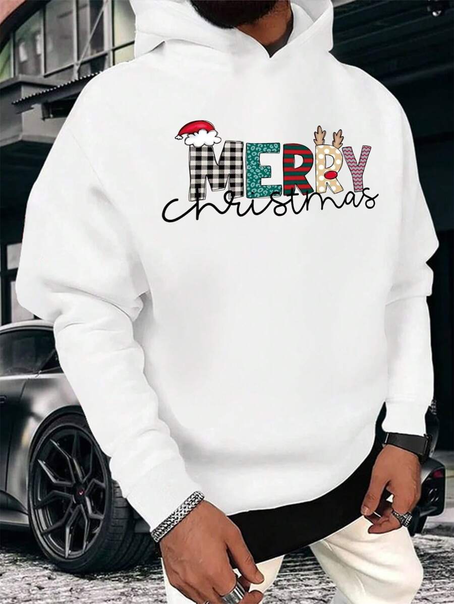 Manfinity Homme Loose Fit Men's Christmas Printed Hoodie - White - View 1