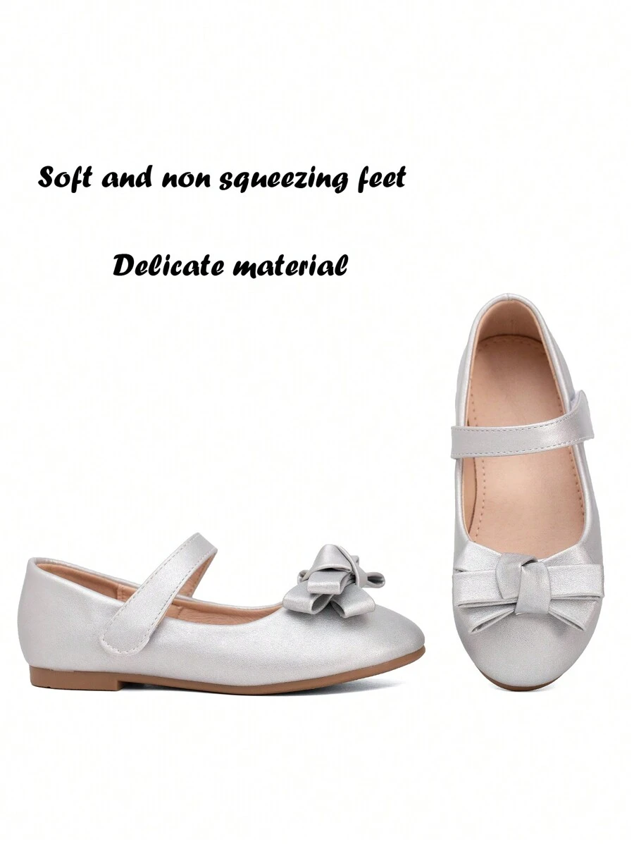 Zapatos Planos De Fondo Suave, Cómodos, Sencillos, Con Punta Redonda, Pequeños, Plateados, Mate Para Niñas - Plateado - Ver 1