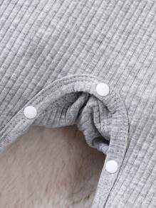 Baby Girl Butterfly Embroidery Ruffle Trim Footed PJ Jumpsuit Hat Holiday Travel Releax Summer Clothes Cotton - Grey - View 3