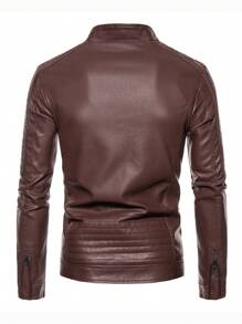 Chaqueta con cremallera y cuello alto para hombre - Rojo - Ver 2