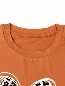 Maweii 豹纹和蝴蝶印花夏季 T 恤 - 橘色 - 查看 4