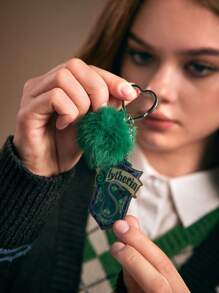 Harry Potter | ROMWE Cartoon Snake Printed Fashionable Keychain With Furry Ball - Multicolor - View 3