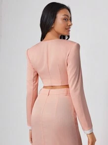 Amanda Daum Caballero 设计师款女式双色前结短款上衣，秋季，适合秋季，假日 - 彩色 - 查看 2