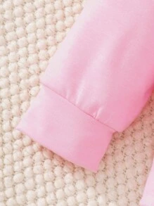 SHEIN Cô Gái Trẻ In Chữ & Hoa Áo chui đầu & Quần ống loe - Hồng - Xem 6